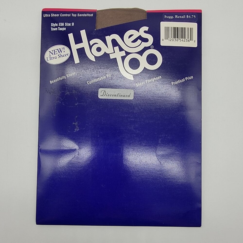 Vintage HANES TOO Pantyhose Hose Ultra Sheer Control Top‎ Sz B Town Taupe 1997